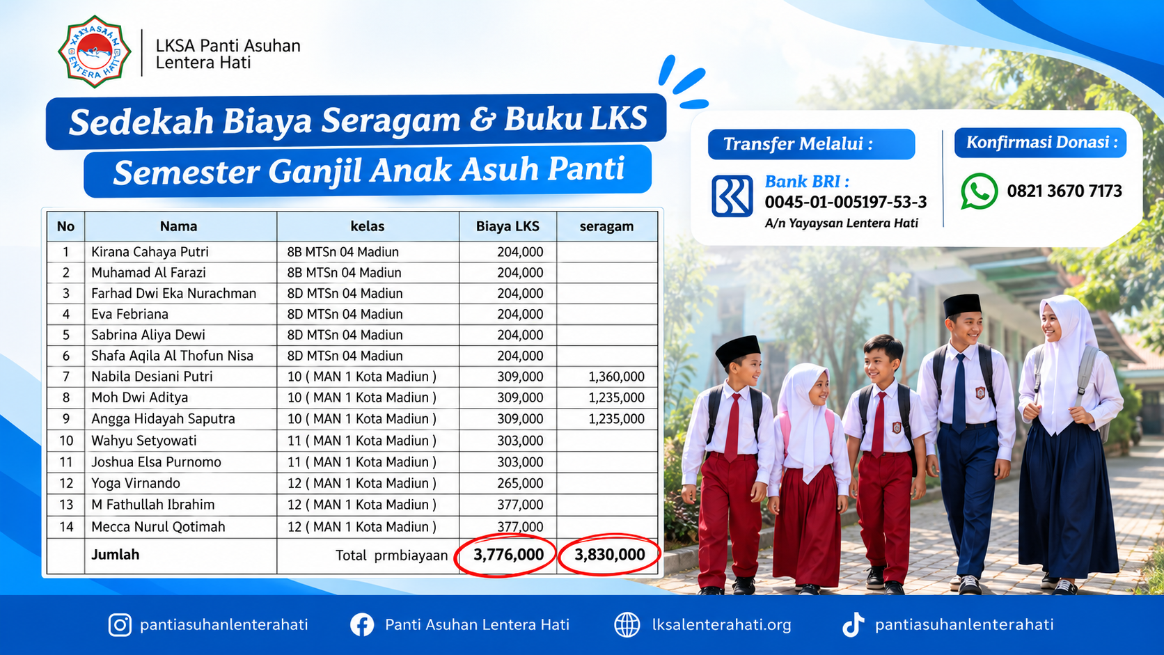Sedekah perlengkapan sekolah